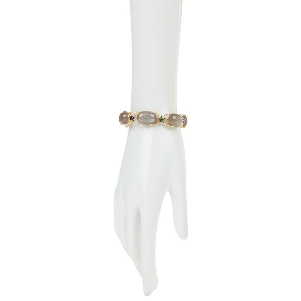 Colleen Lopez Goldtone Moonstone, Chrome Diopside and Amethyst Bracelet 7" - Picture 4 of 4